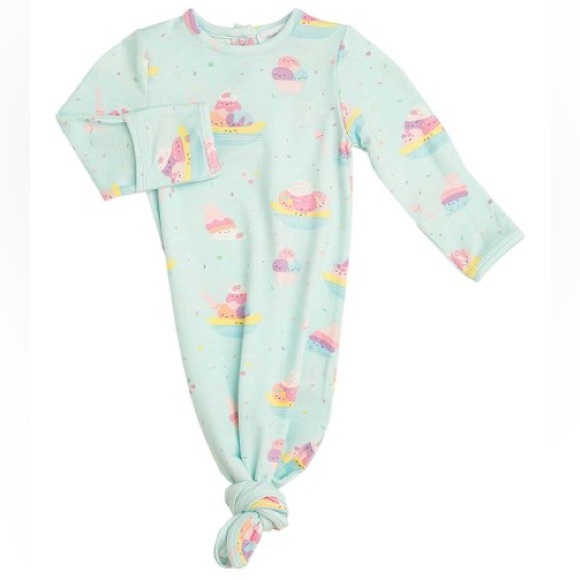 NWT Angel Dear 0-3m Banana Split Knotted Gown & Bow - Picture 2 of 6